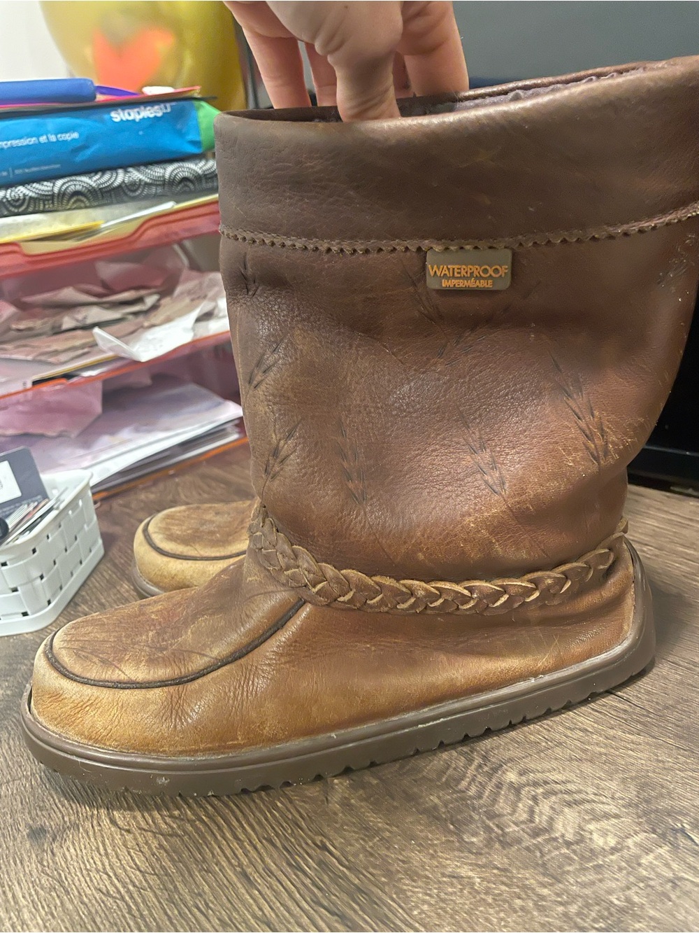 Waterproof Brown Leather Winter Boot - Men